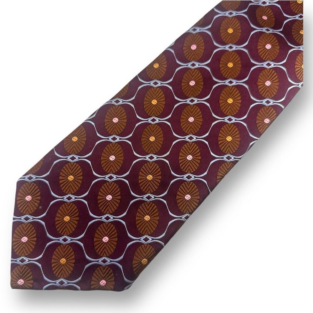 Robert Talbott Handsewn 100% Silk Necktie Retro Mod Print Dark Jewel Tone
